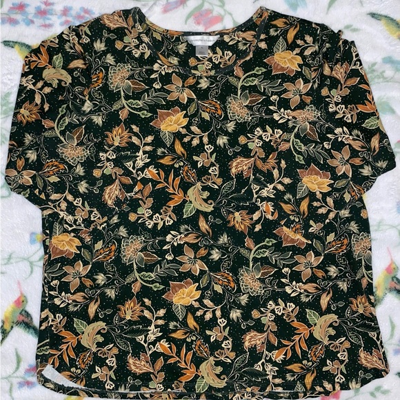 Christopher&Banks 3/4 Length Fall Floral Shirt - Picture 6 of 6